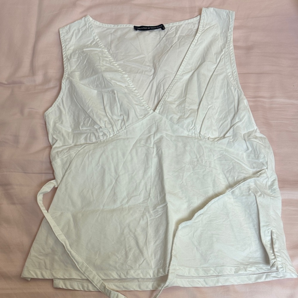 Brandy Melville White Rafaela Wrap Top